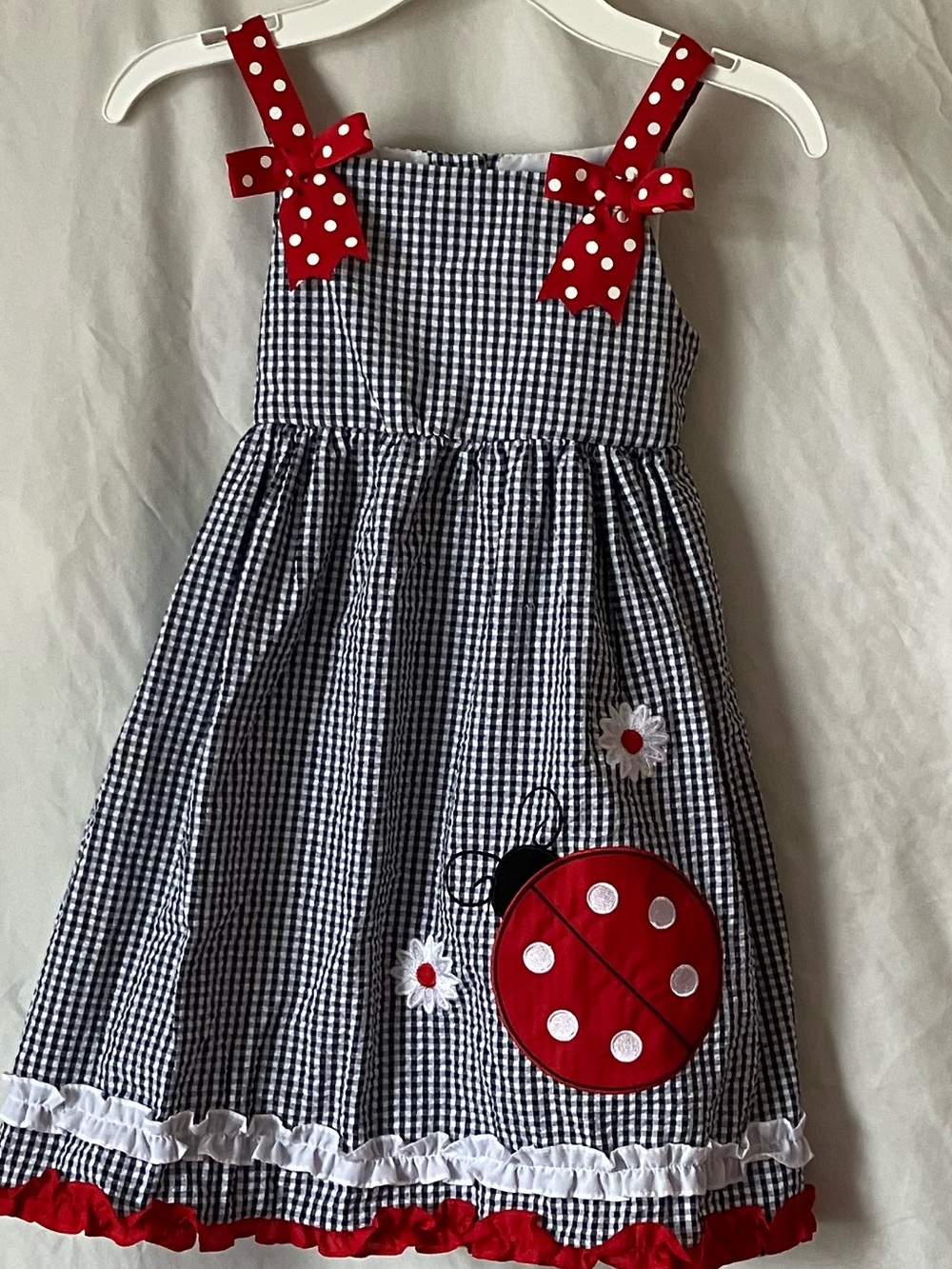 Rare Editions Dress with Ladybug Appliqués size 5.